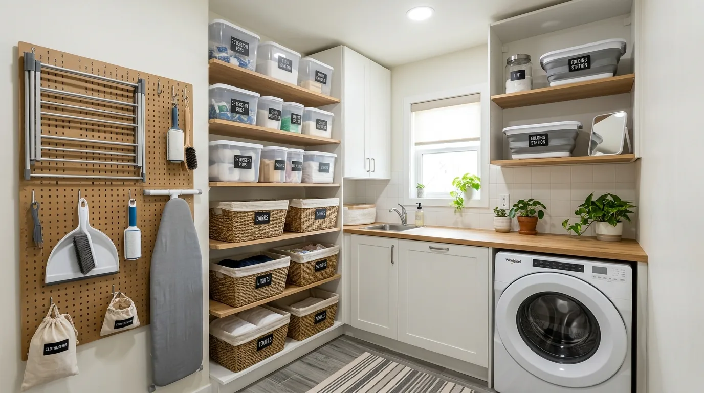 Use one attractive practical detail for 11 Efficient Small Laundry Room Ideas for Tight Spaces