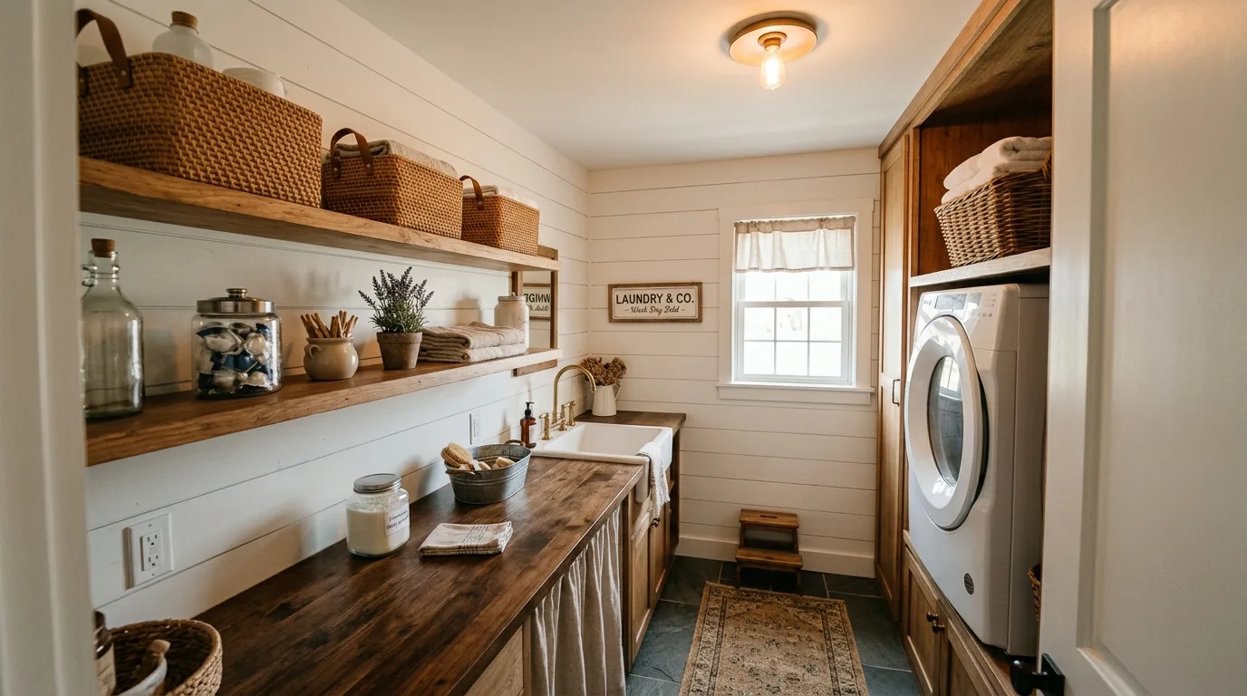 Hang hooks for bags and air-dry items for 11 Efficient Small Laundry Room Ideas for Tight Spaces