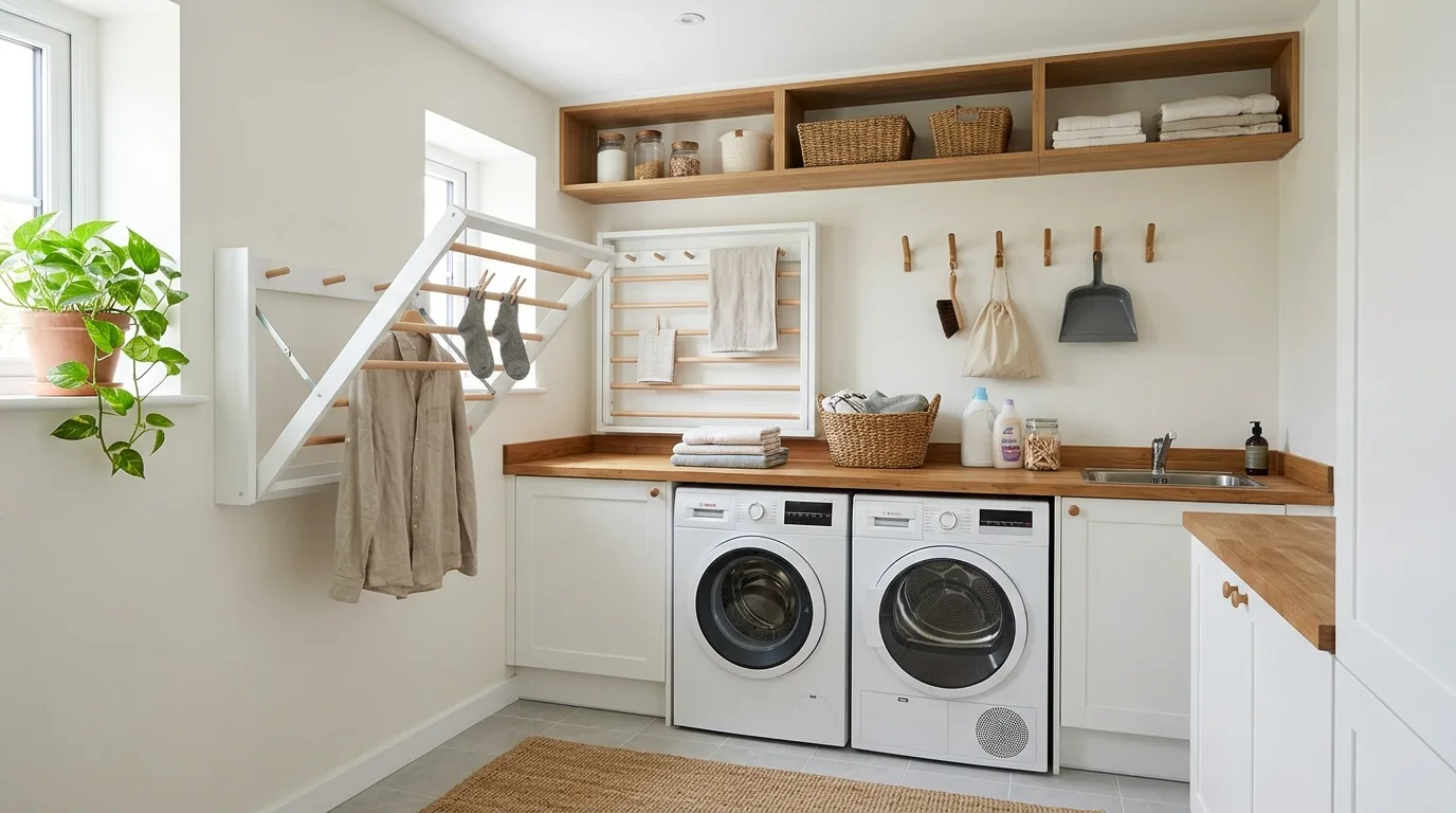 Take advantage of cabinet doors for 11 Efficient Small Laundry Room Ideas for Tight Spaces