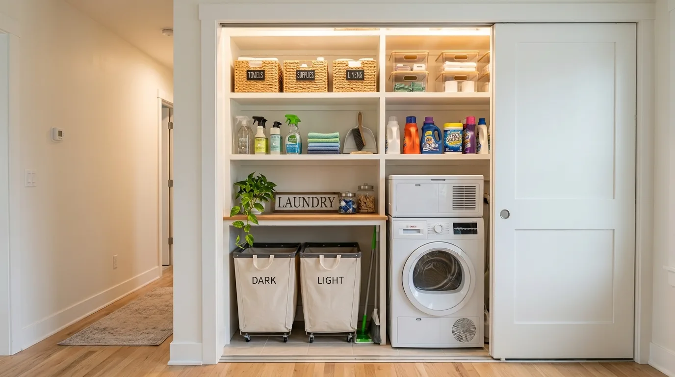 Store small items on the door for 11 Efficient Small Laundry Room Ideas for Organizing Supplies