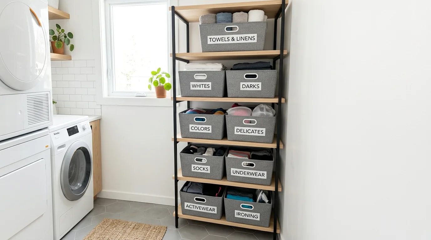 Keep heavier items low and stable for 11 Efficient Small Laundry Room Ideas for Organizing Supplies