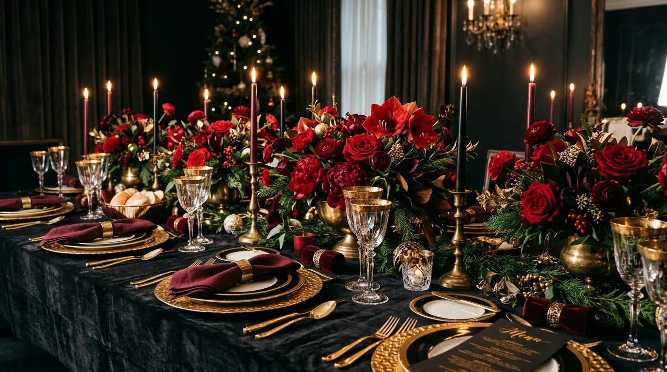Add candlelight in the center for 10 Elegant Thanksgiving Tablescape Ideas to Impress Dinner Guests