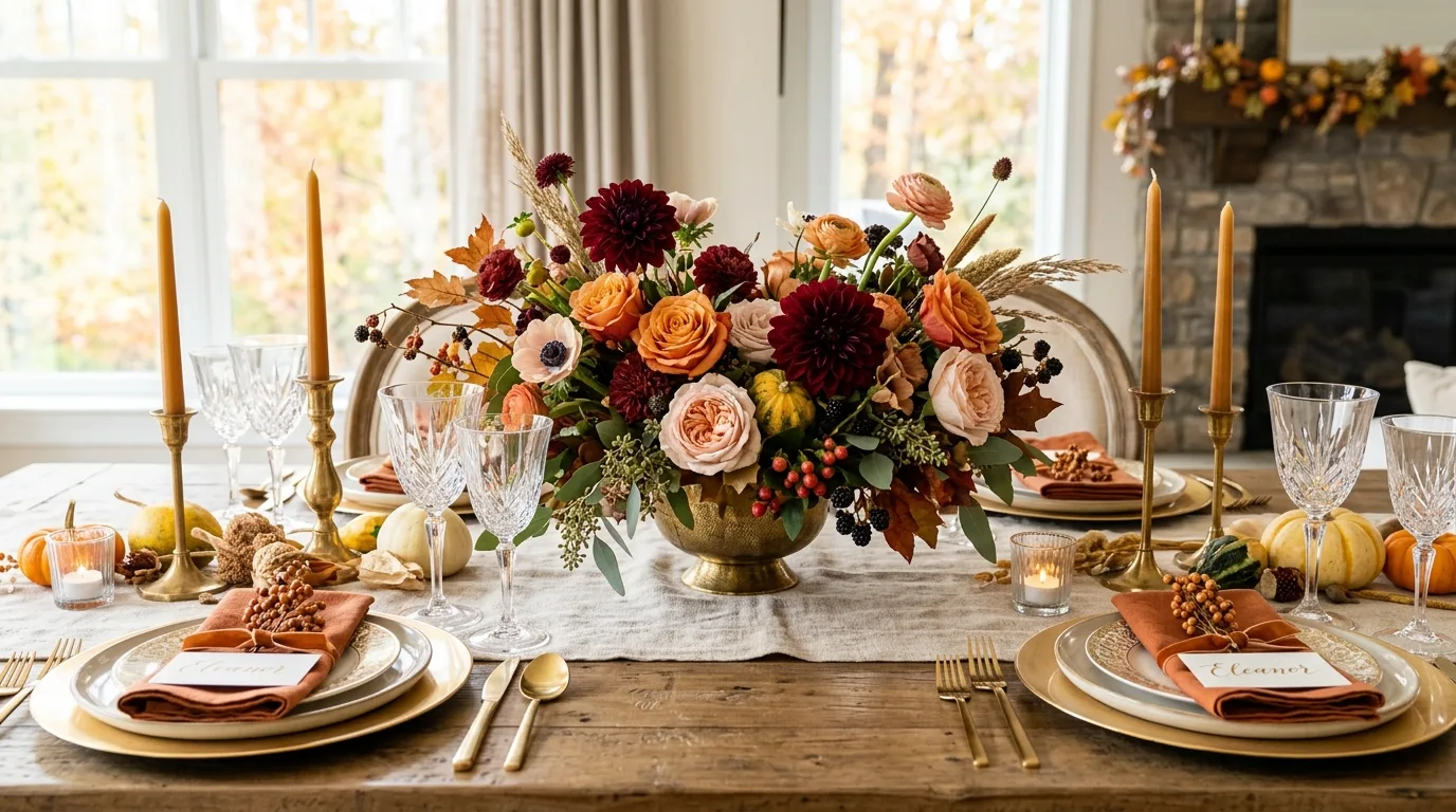Leave enough space for the meal itself for 10 Elegant Thanksgiving Tablescape Ideas to Impress Dinner Guests