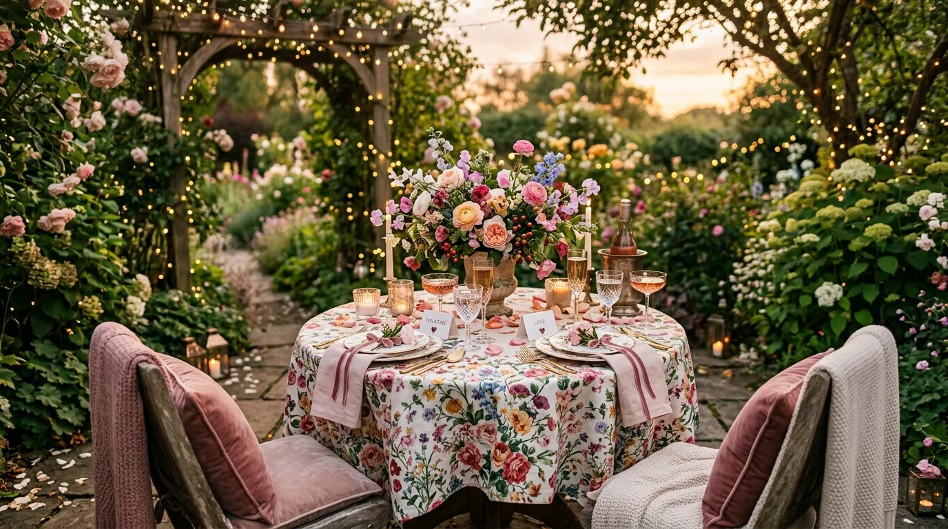 Let the lighting stay warm for 14 Elegant Valentine's Day Table Decor Ideas for a Romantic Setting