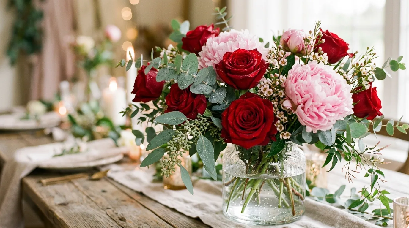 Use candlelight at different heights for 14 Elegant Valentine's Day Table Decor Ideas for a Romantic Setting