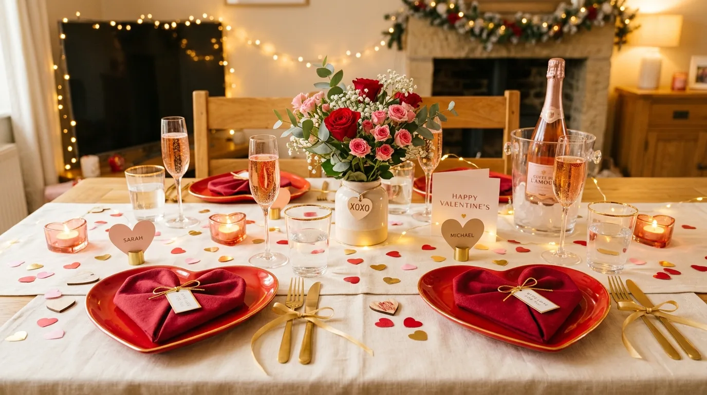 Style a dessert or drink corner nearby for 14 Elegant Valentine's Day Table Decor Ideas for a Romantic Setting