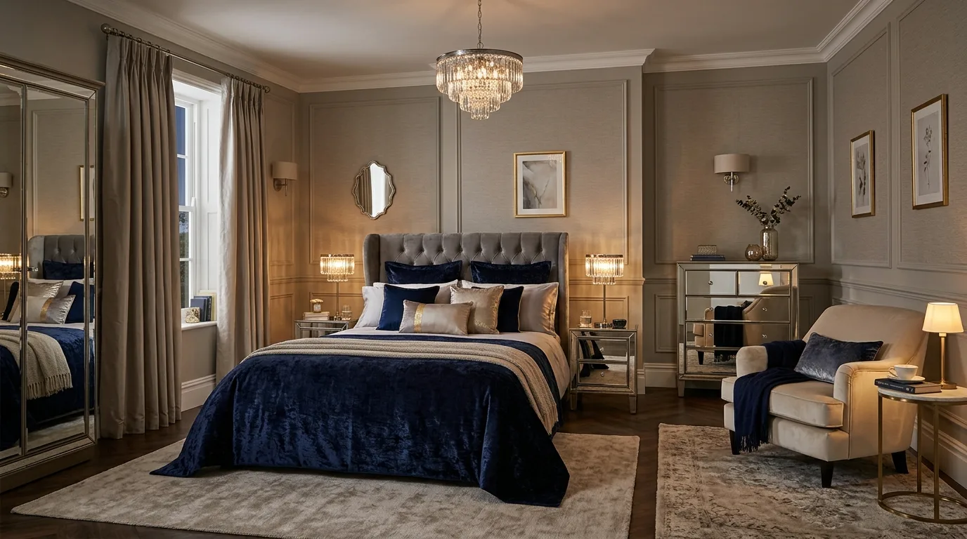 Use mirrored or marble accents carefully for 14 Elegant Woman Bedroom Ideas for a Sophisticated Sanctuary