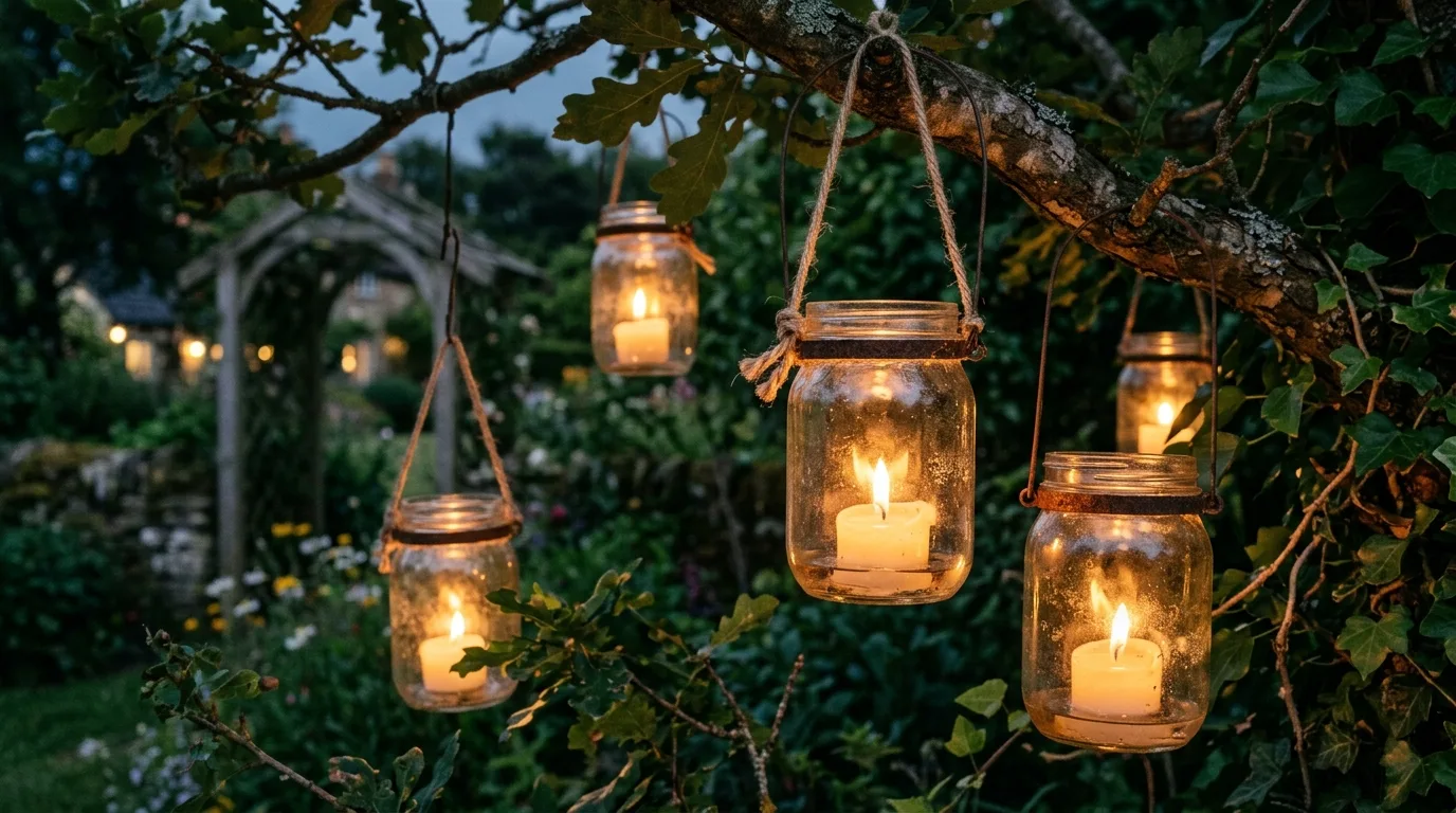 Add glow around a dining setup for 14 Enchanting Garden Lighting Ideas to Extend Evenings Outdoors