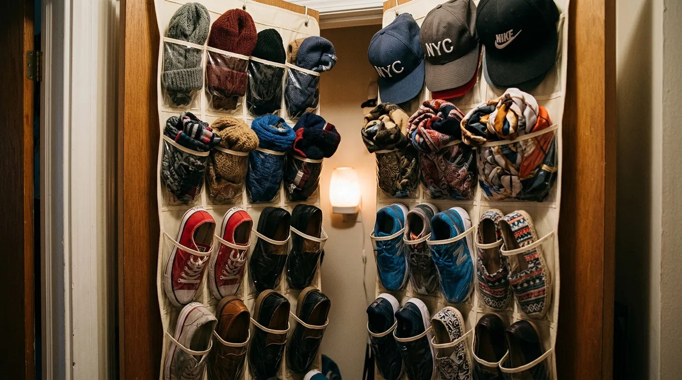 Hang an over-the-door organizer for 13 Organized Entryway Closet Ideas for a Clutter-Free Home