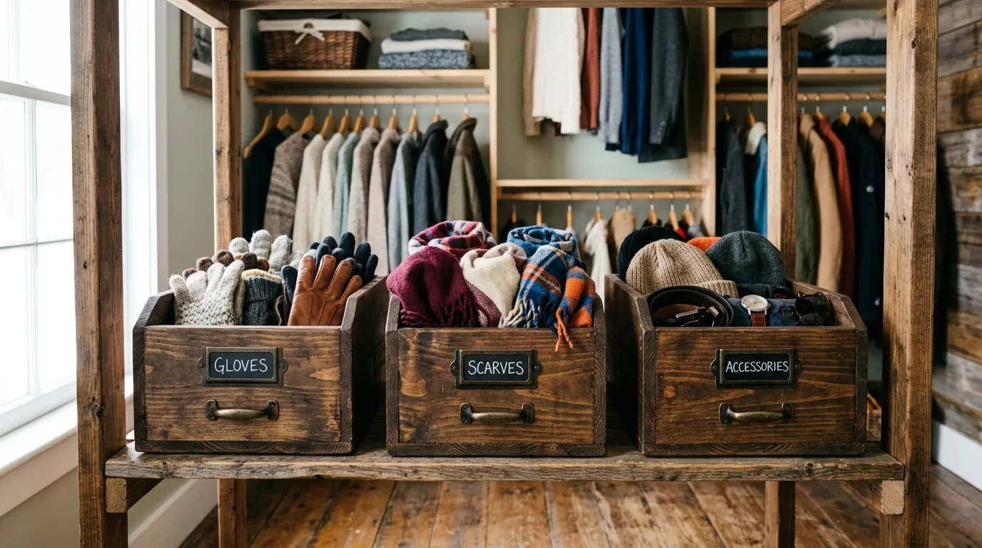 Warm up storage with baskets for 13 Organized Entryway Closet Ideas for a Clutter-Free Home