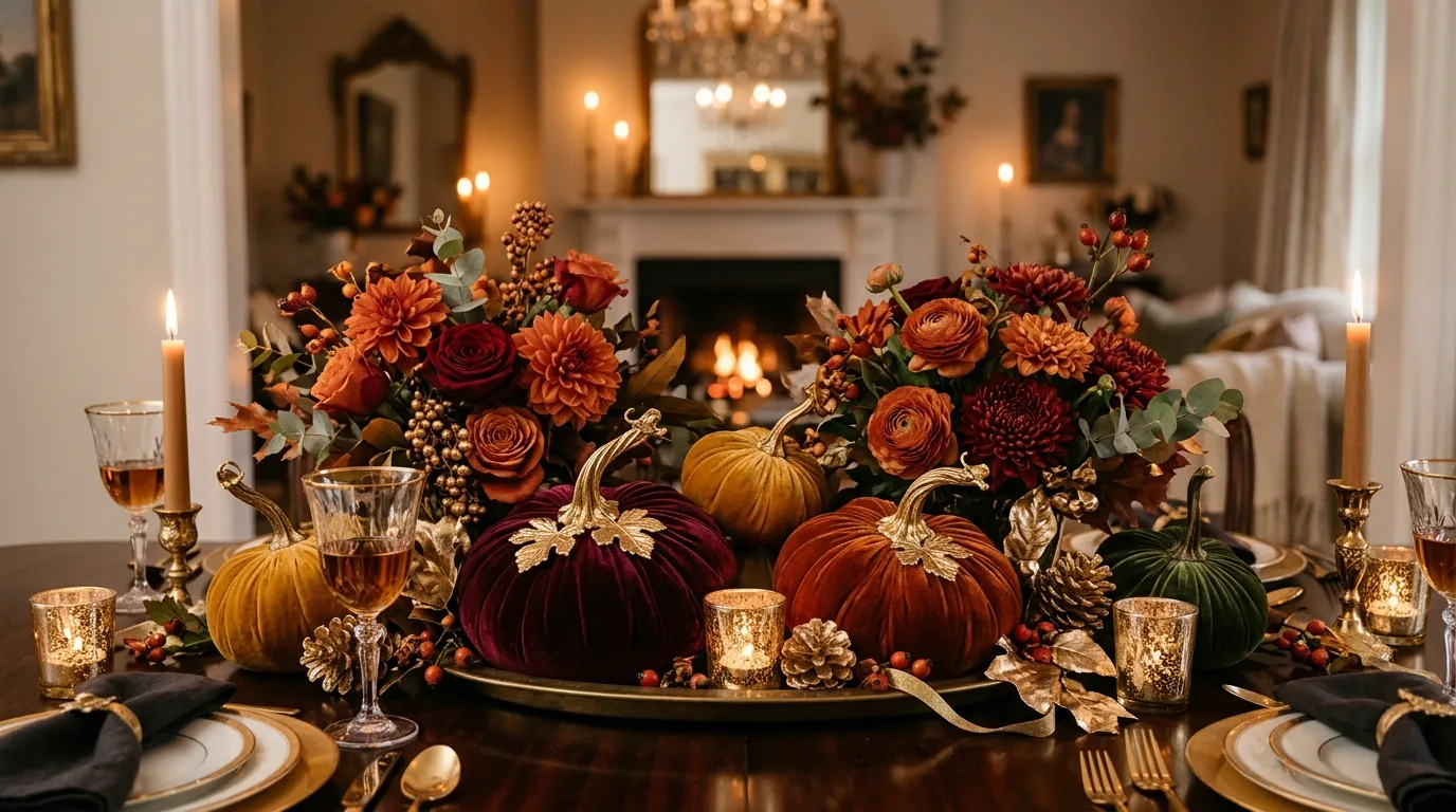 Try lanterns as the anchor for 13 Stunning Fall Centerpieces for a Harvest Dining Table