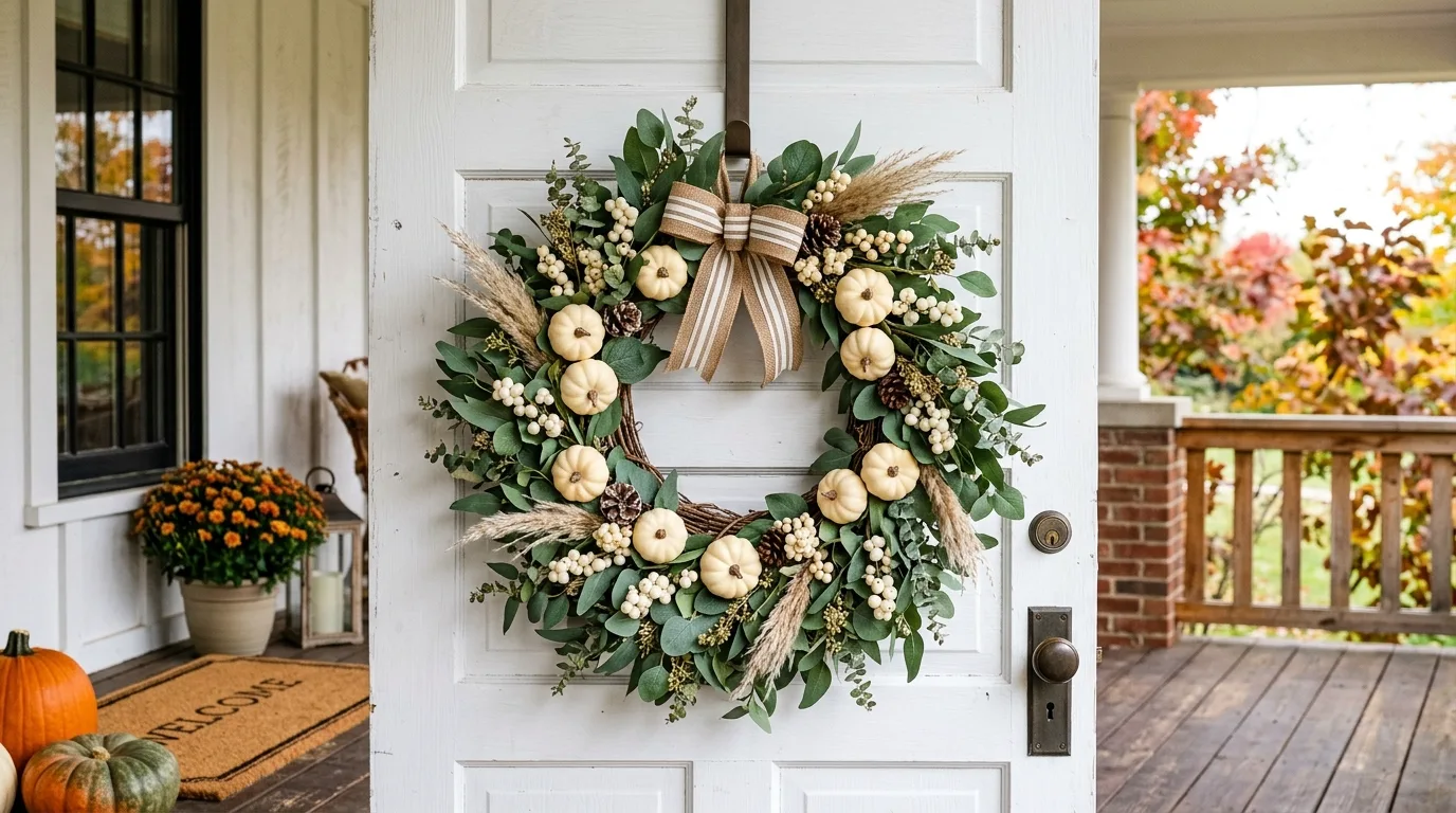 Use dried florals for softness for 11 Gorgeous Fall Wreaths to Welcome Autumn to Your Door