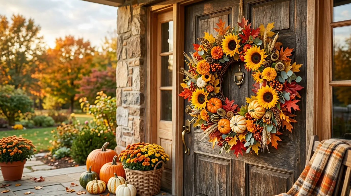 Try a neutral autumn palette for 11 Gorgeous Fall Wreaths to Welcome Autumn to Your Door
