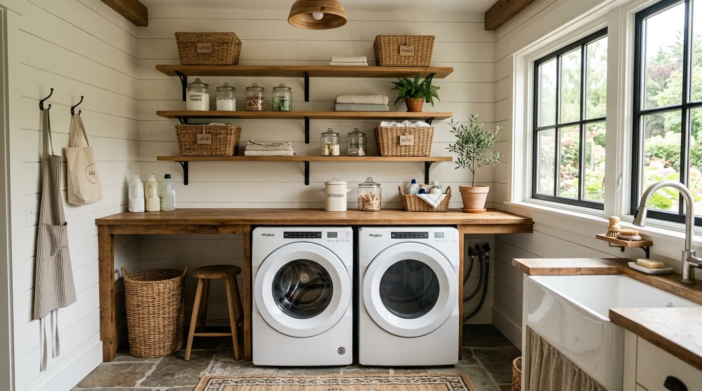 12 Functional Farmhouse Laundry Room Ideas with Rustic Charm