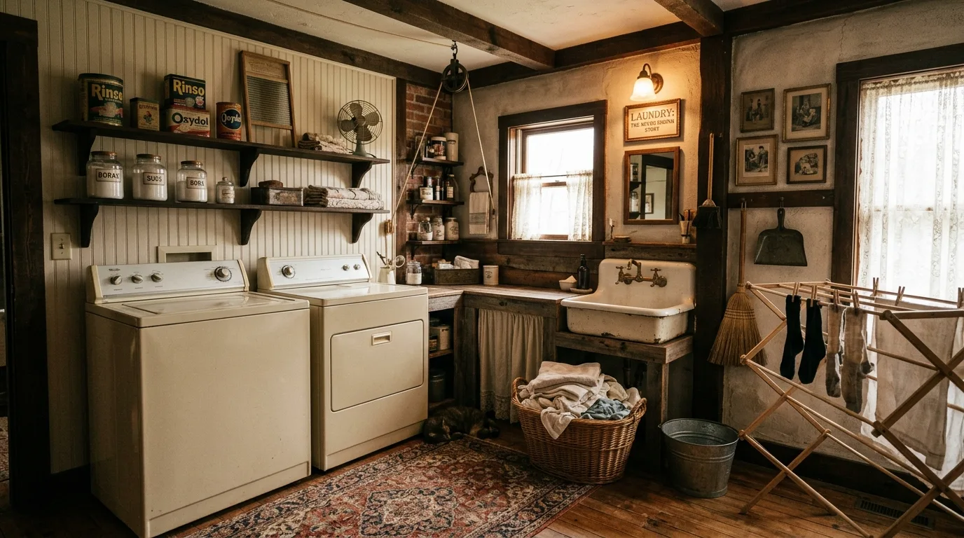 Keep decor light and useful for 12 Functional Farmhouse Laundry Room Ideas with Rustic Charm