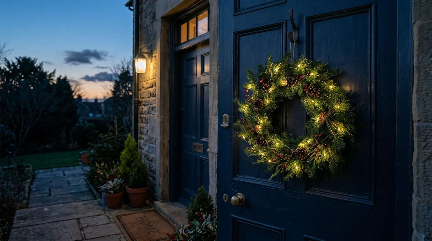 Aim for cheer that feels inviting for 11 Festive Christmas Wreath Decor Ideas for Front Door Cheer