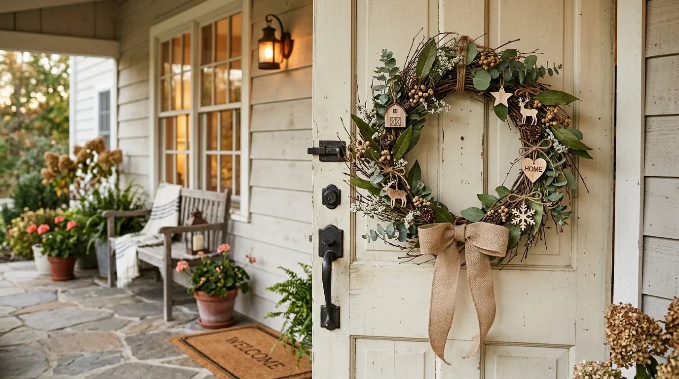Add bells or metallic accents for 11 Festive Christmas Wreath Decor Ideas for Front Door Cheer