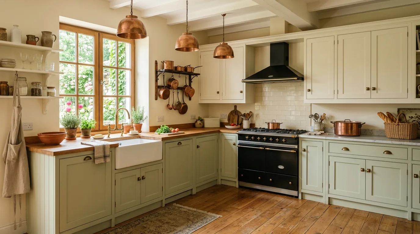 Bring in checkered or stone-like flooring for 10 Romantic French Style Kitchen Ideas for a Charming Cookspace