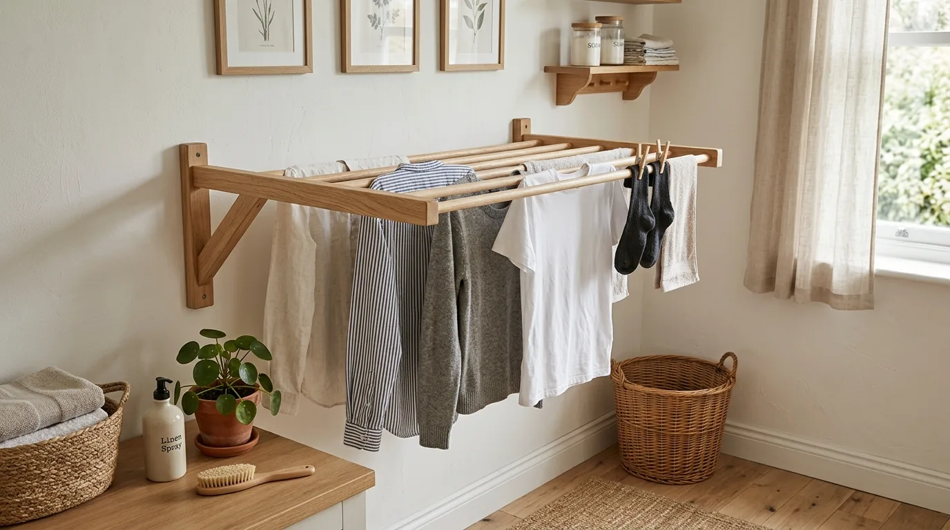 Bring in woven baskets for sorting for 13 Functional Farmhouse Laundry Room Ideas for a Hardworking Space