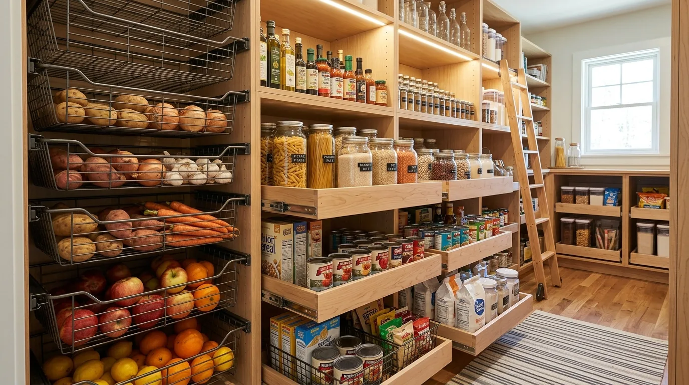 Add door storage where useful for 13 Functional Small Walk-In Pantry Ideas for Kitchen Organization