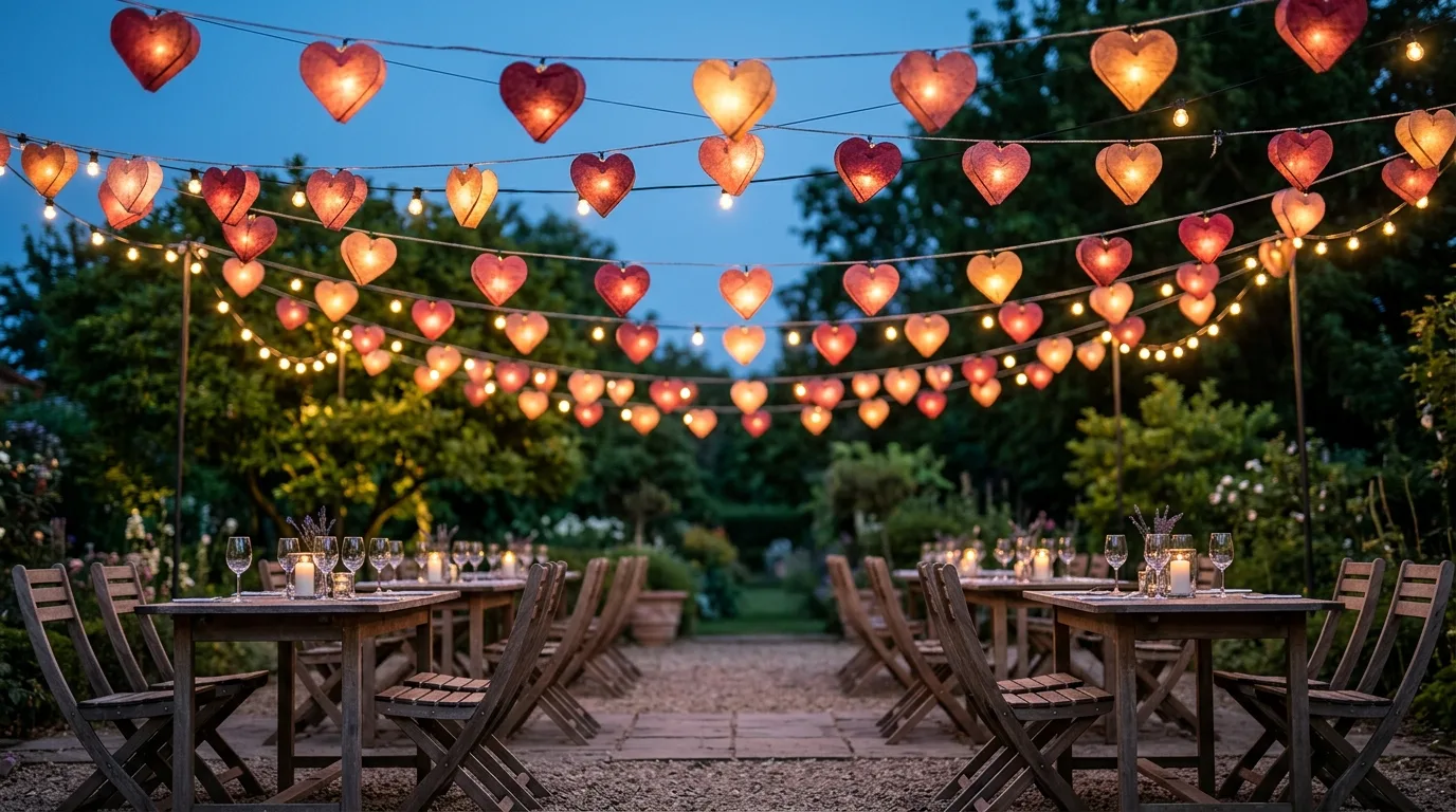 Hang paper lanterns for a softer effect for 13 Festive Galentine's Party Decor Ideas to Celebrate Friendship