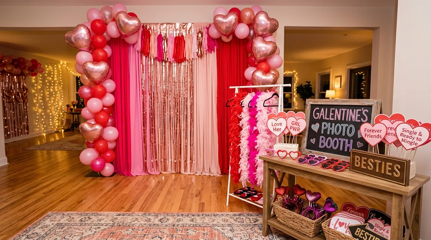 Use streamers for vertical movement for 13 Festive Galentine's Party Decor Ideas to Celebrate Friendship