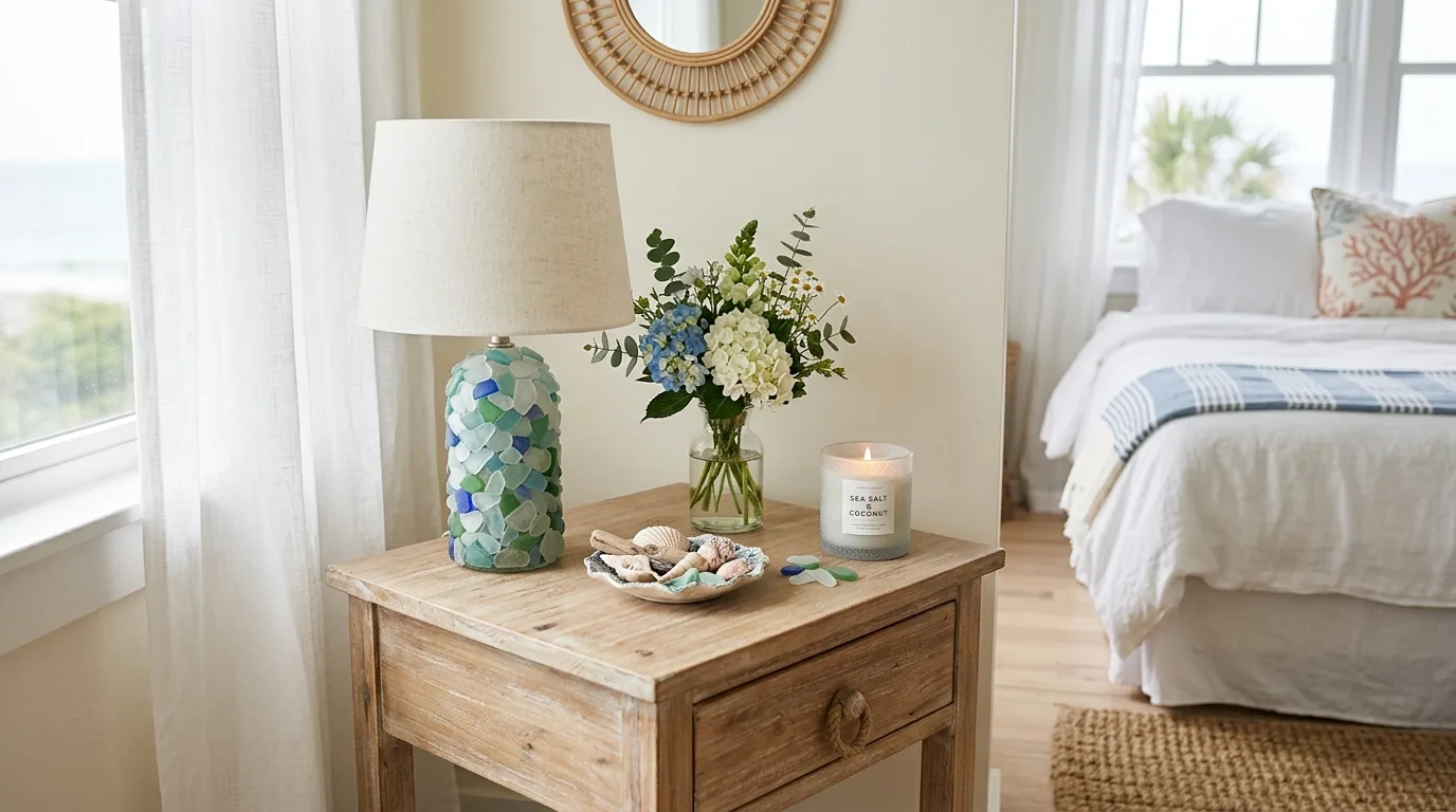 Coastal notes with airy decor for 14 Genius Nightstand Decor Ideas to Elevate Your Bedroom Style