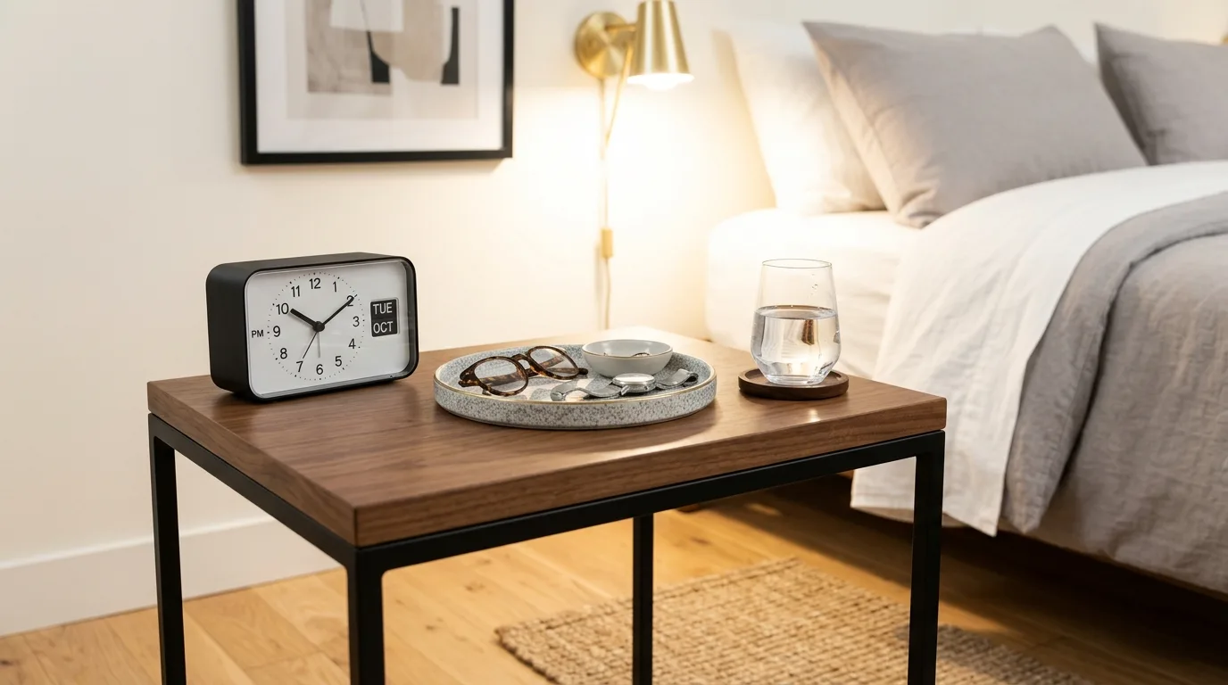 Clutter-free styling that still feels complete for 14 Genius Nightstand Decor Ideas to Elevate Your Bedroom Style