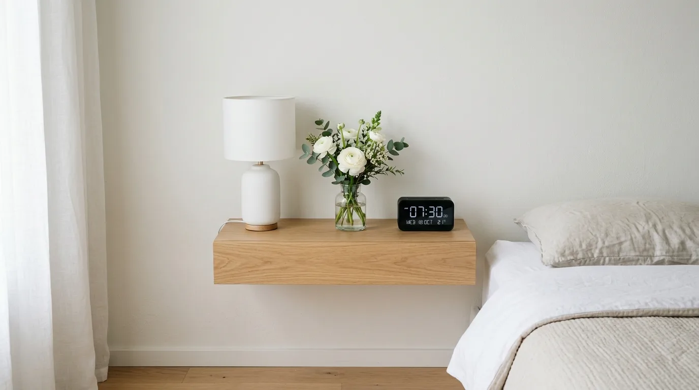 Fresh flowers and a simple clock for 14 Genius Nightstand Decor Ideas to Elevate Your Bedroom Style