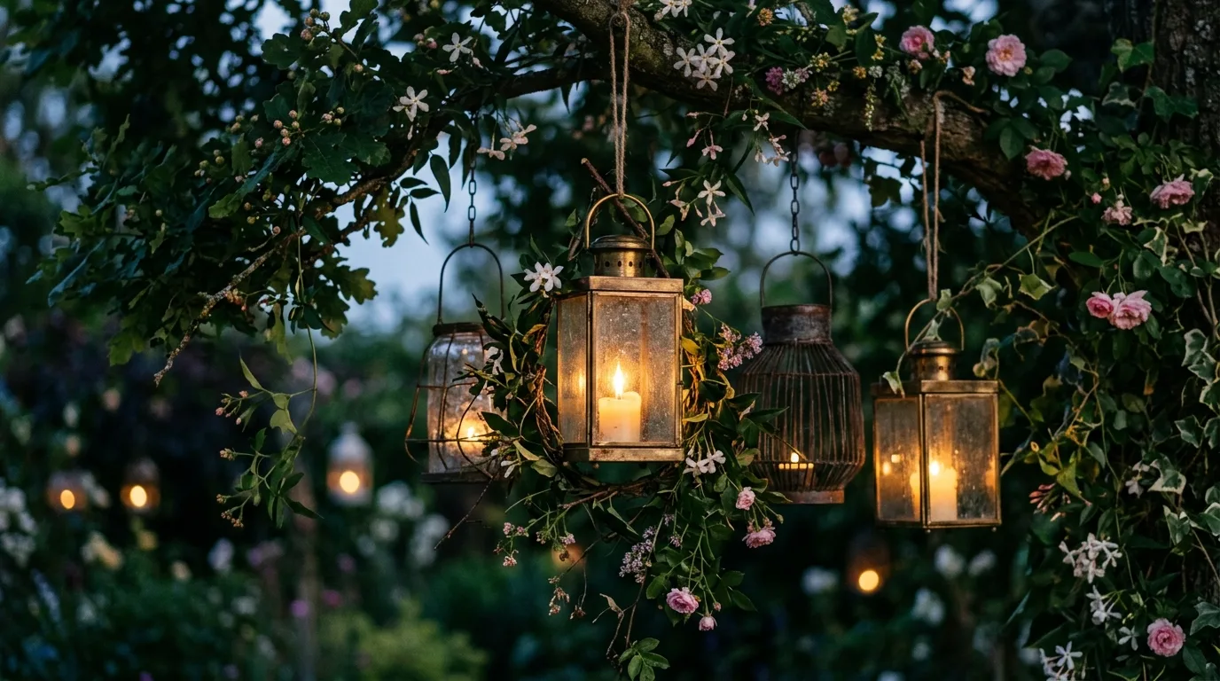 Hang lanterns for a softer glow for 14 Gorgeous Garden Lighting Ideas for a Magical Nighttime Landscape