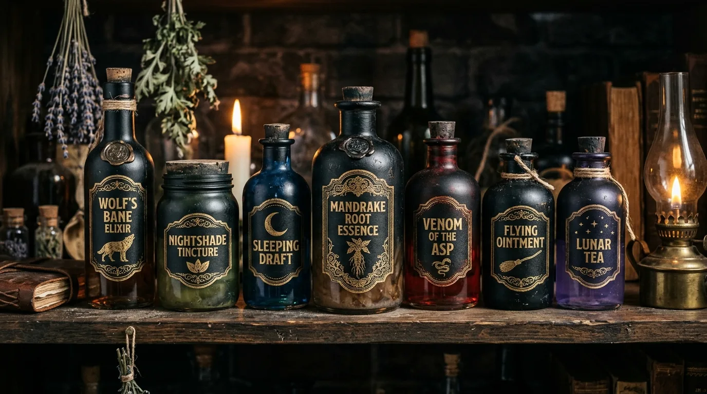 Style vintage-inspired potion bottles for 11 Spooky Chic Halloween Crafts for Adults to DIY This Fall