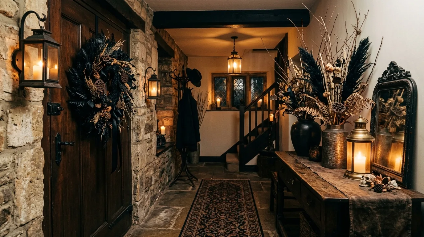 Mix spooky with neutral pumpkins for 11 Creative Halloween Decor Ideas for a Hauntingly Beautiful Home