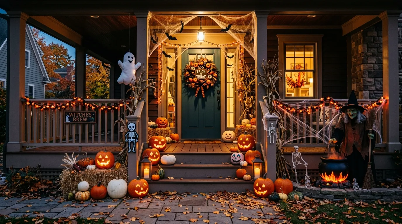Keep the walkway easy to use for 12 Spooky and Cute Halloween Door Decor Ideas for Trick-or-Treaters