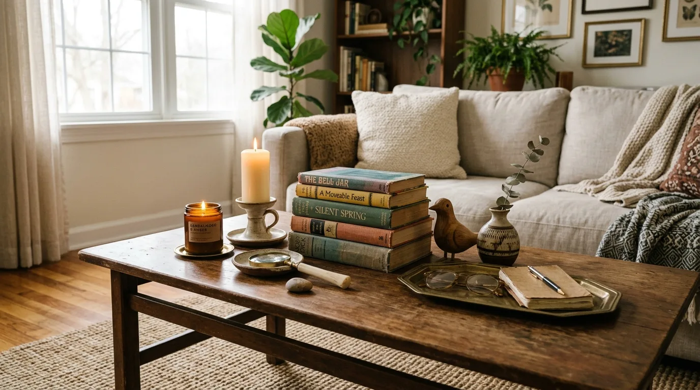 Use old books as styling layers for 12 Inspiring Ideas for Home Decor Using Thrifted Finds