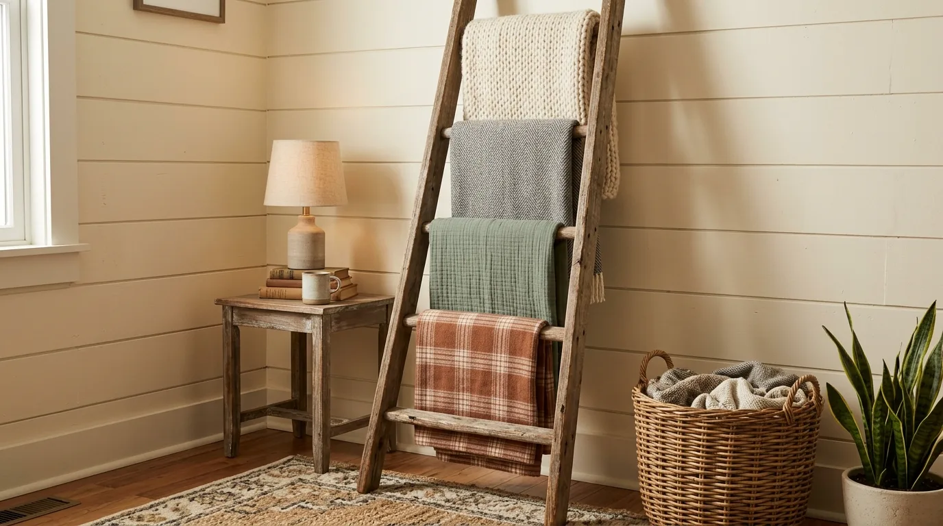 Repurpose a ladder as decor for 12 Inspiring Ideas for Home Decor Using Thrifted Finds