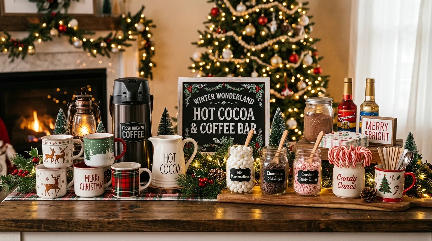 Style open shelves for the season for 12 Joyful Christmas Kitchen Decor Ideas for Baking Season