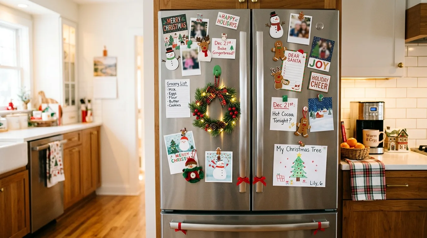 Decorate the island or table simply for 12 Joyful Christmas Kitchen Decor Ideas for Baking Season