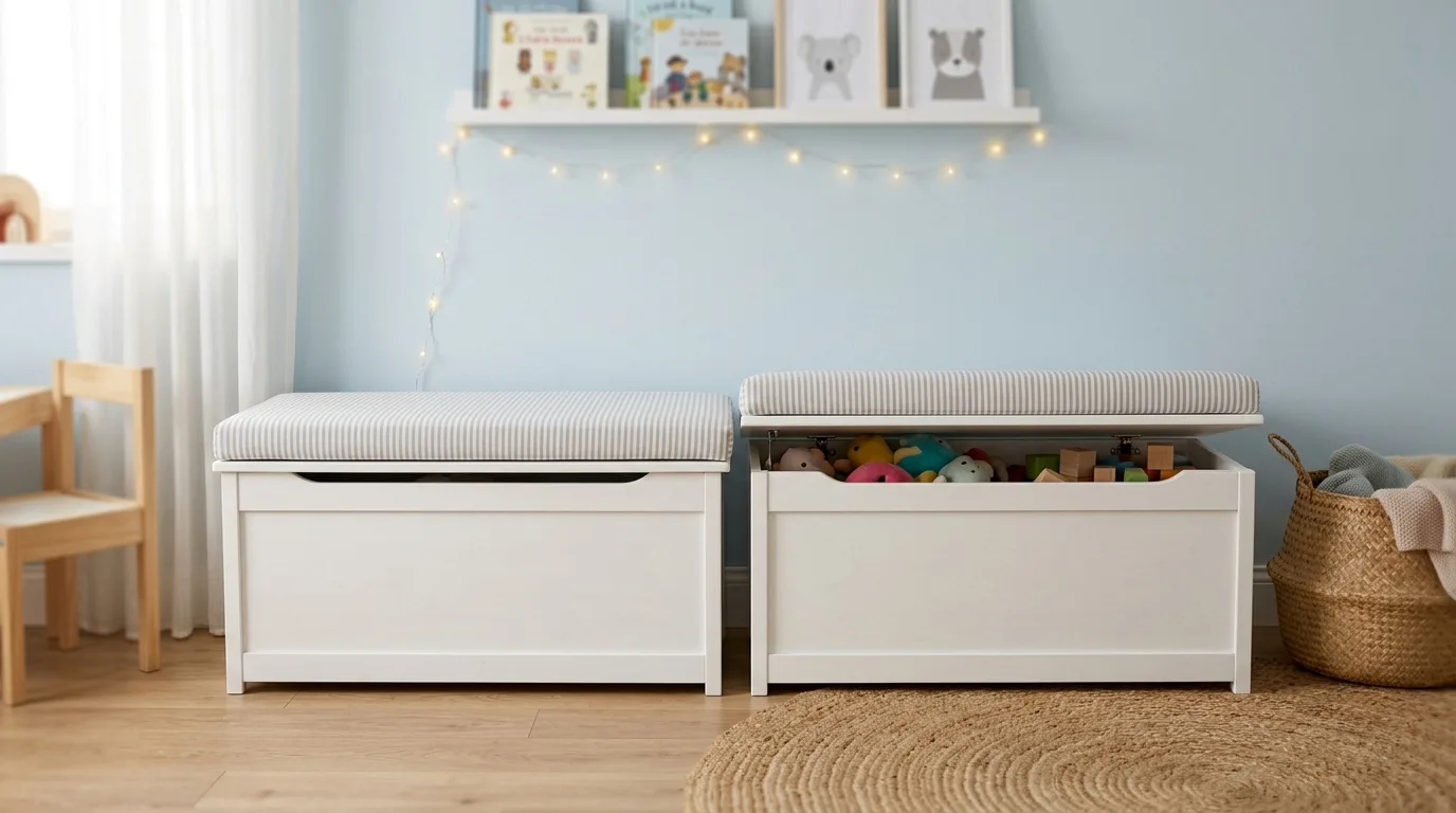Choose a storage bench for quick cleanup for 11 Genius Kids Organization Hacks for Toy Chaos Control