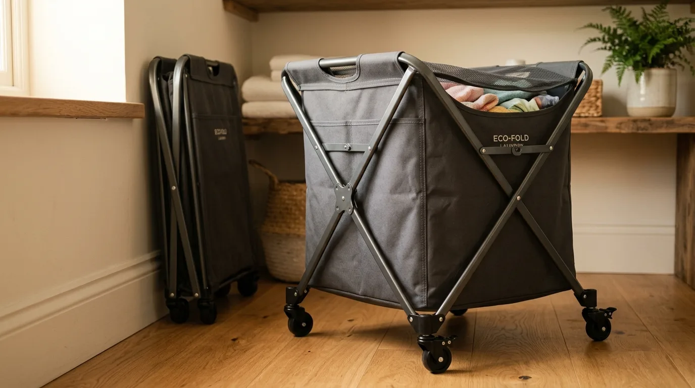 Try a foldable rolling hamper for small spaces for 13 Smart Laundry Basket with Wheels Ideas for Easy Sorting