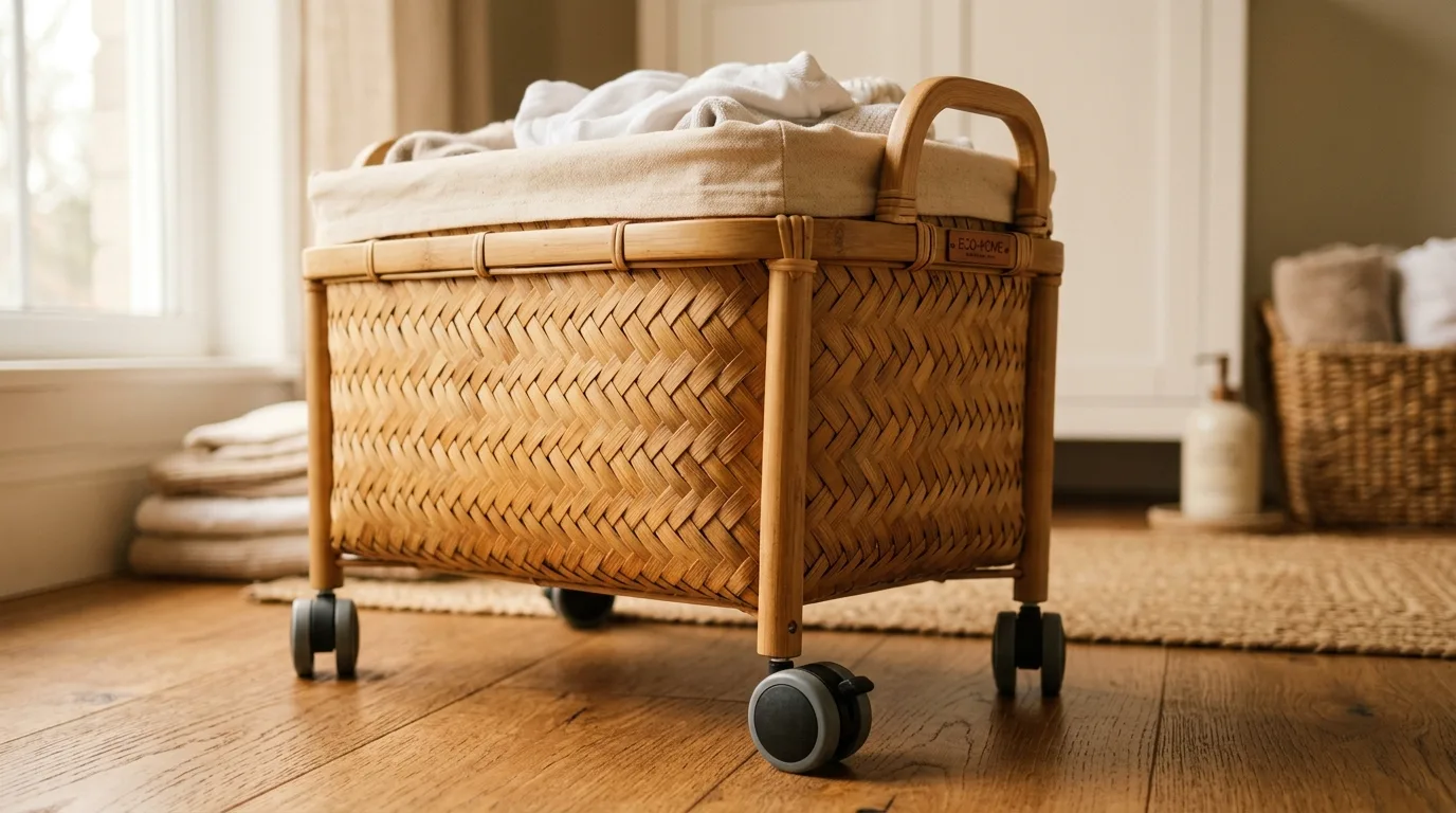 Use bamboo for a cleaner natural look for 13 Smart Laundry Basket with Wheels Ideas for Easy Sorting