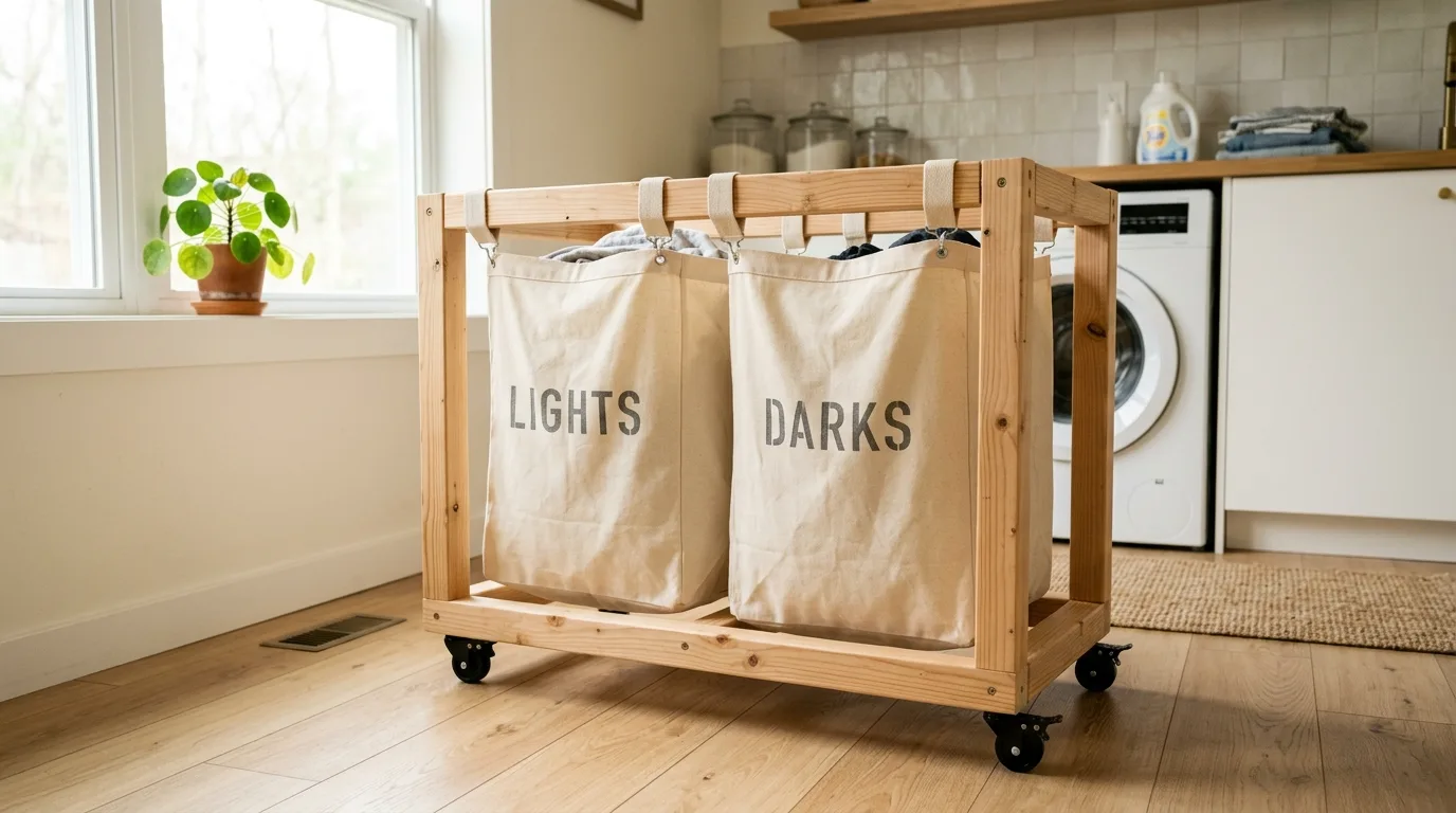 Build a DIY wheeled basket frame for 13 Smart Laundry Basket with Wheels Ideas for Easy Sorting