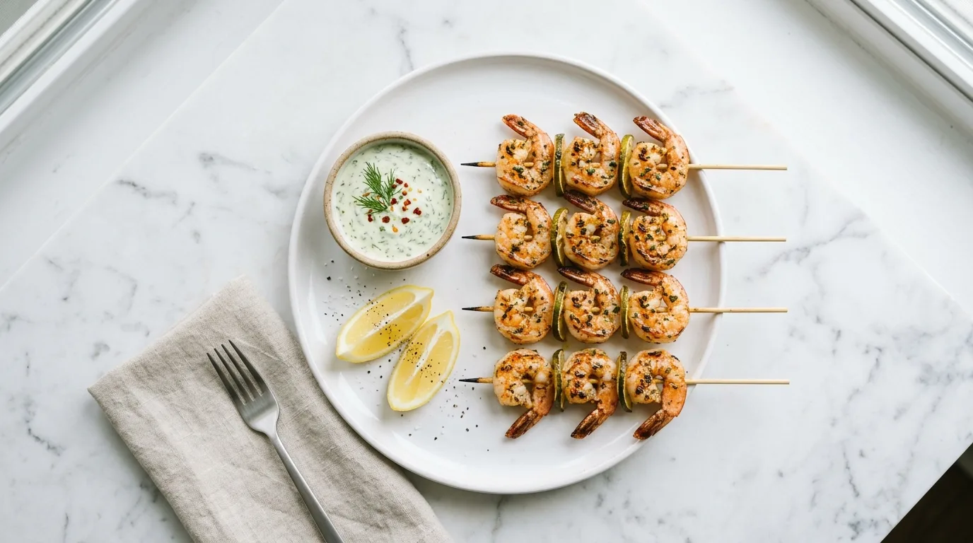 Add olive oil for richness for 13 Zesty Lemon Garlic Shrimp Skewers for Easy Summer Grilling