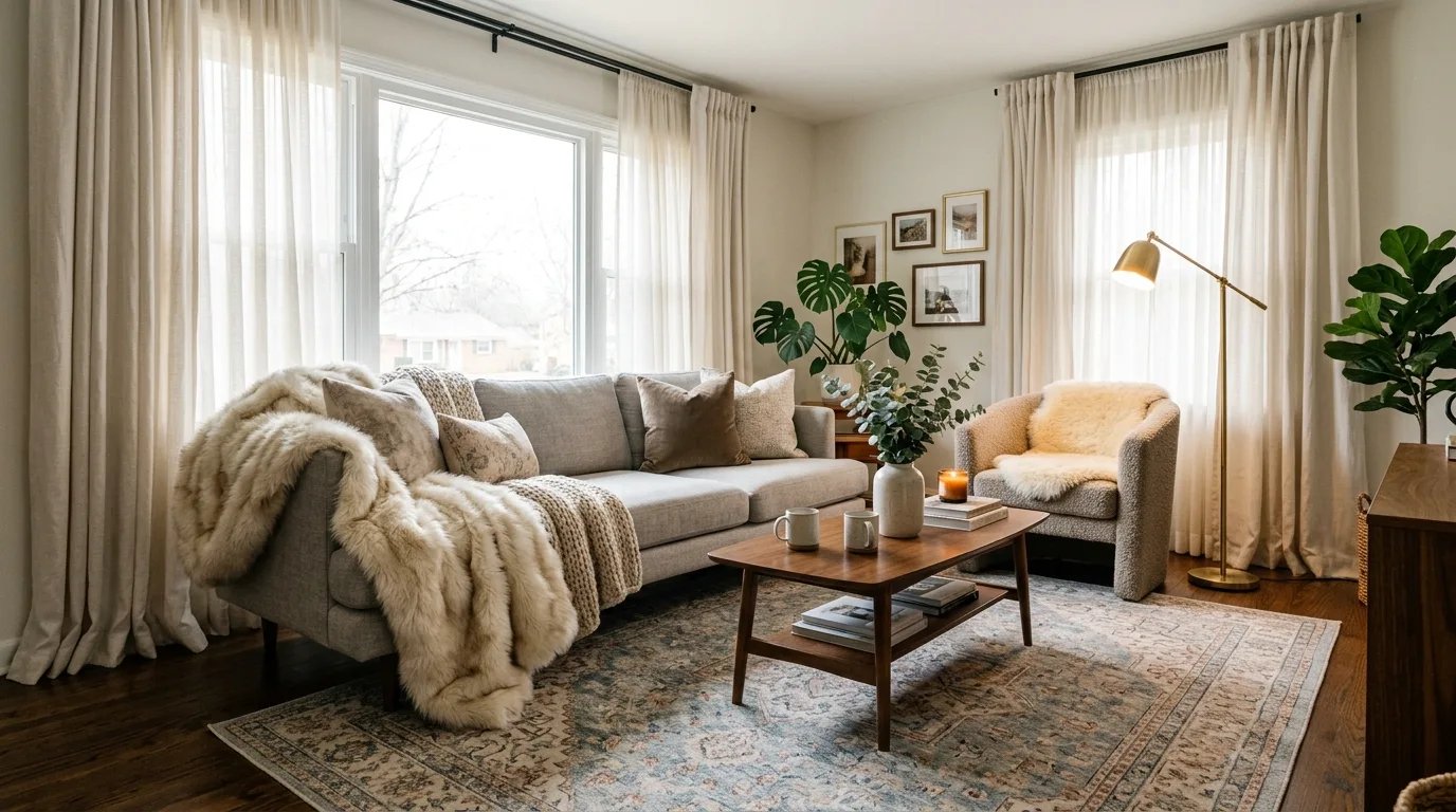 Finish with layered softness for 11 Glamorous Luxury Living Room Ideas on a Budget