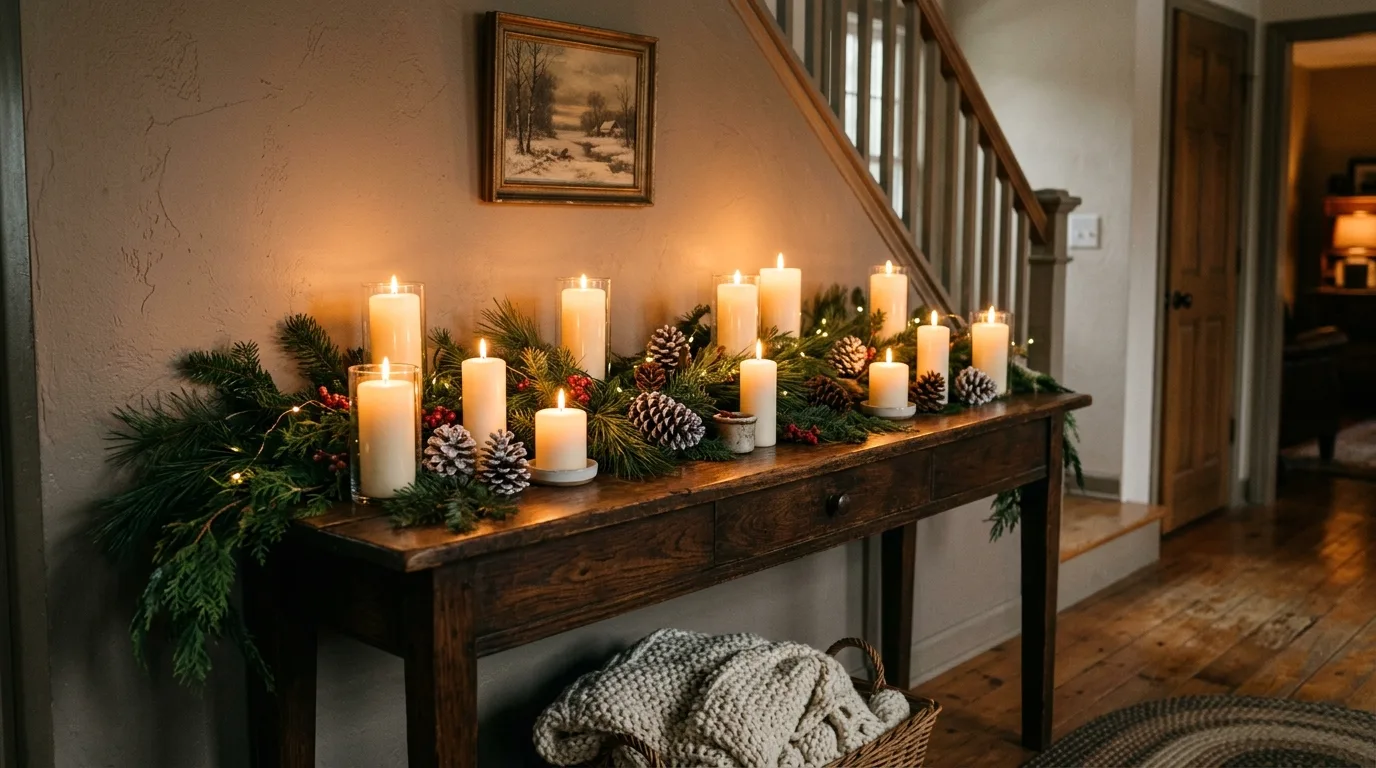 Bring in warm lights for 13 Magical Christmas Entryway Decor Ideas for Holiday Guests