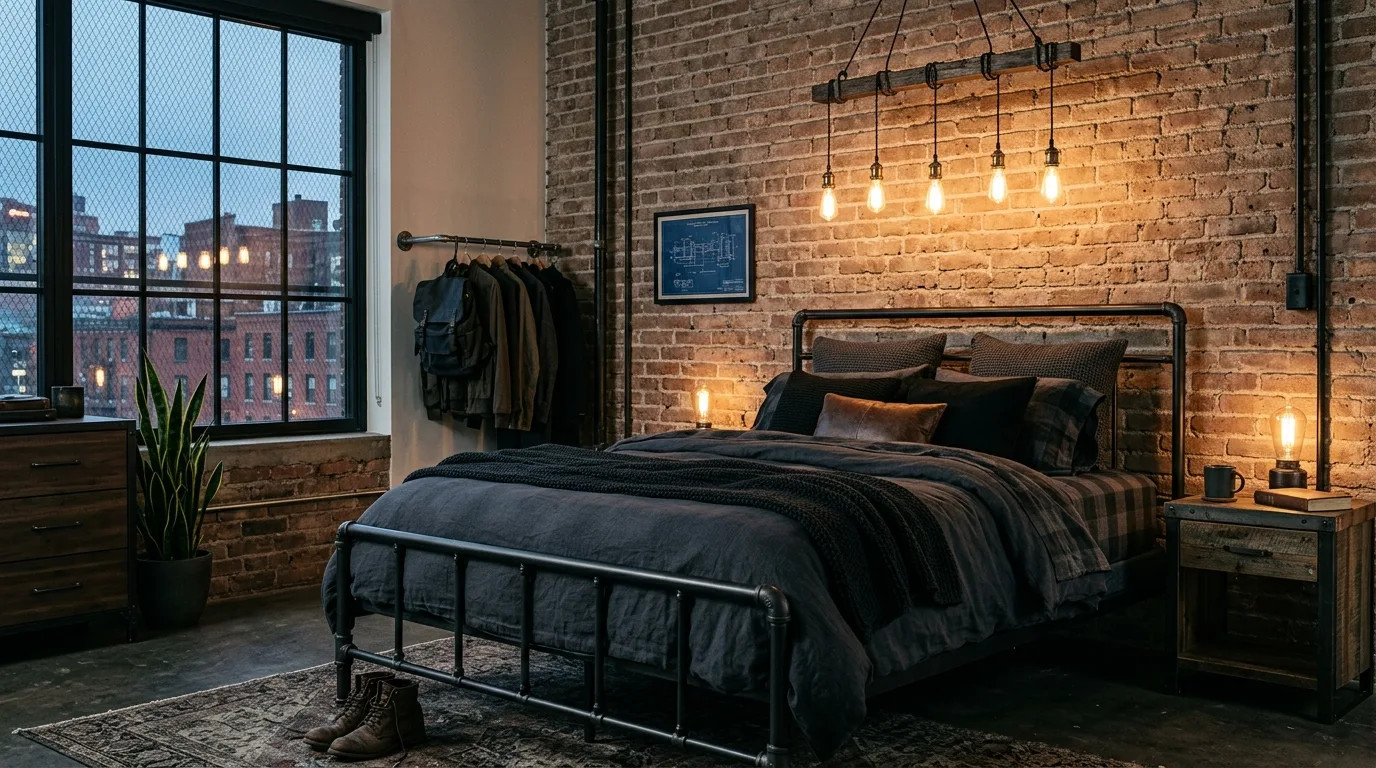 Bring in wood and leather for 11 Masculine Male Bedroom Ideas for a Cool and Collected Space