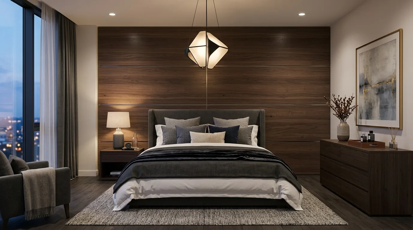 Add black accents for structure for 11 Masculine Male Bedroom Ideas for a Cool and Collected Space