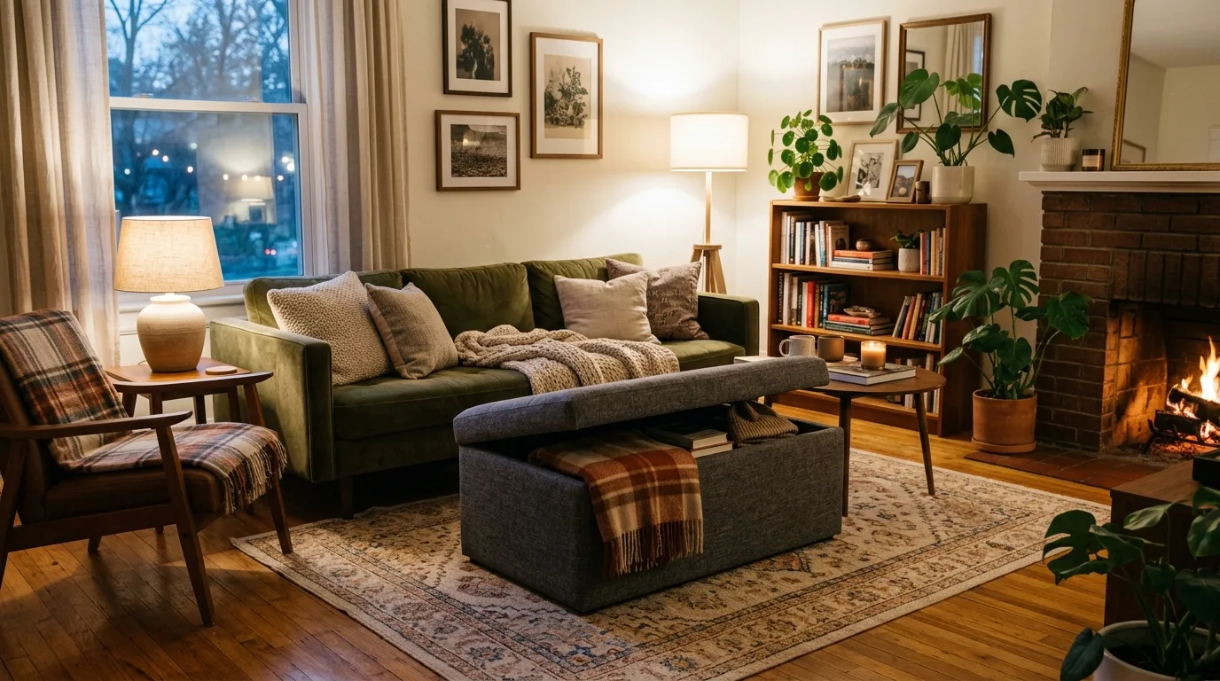 Use baskets under furniture for 14 Genius Ways to Maximize Small Living Room Decor and Storage