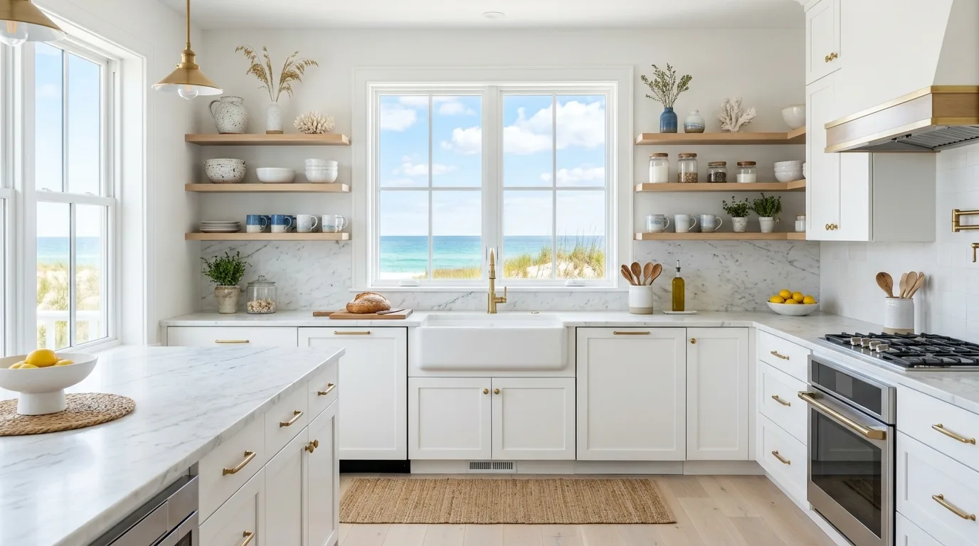 Let linen and cotton do the softening for 10 Fresh Modern Coastal Interior Design Ideas for a Beachy Home