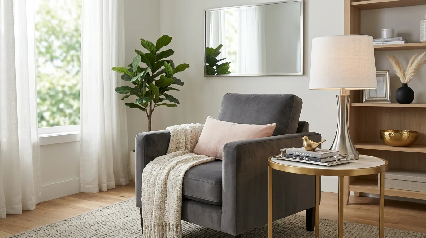 Finish with a little metal contrast for 13 Modern Living Room Ideas to Update Your Space Fast