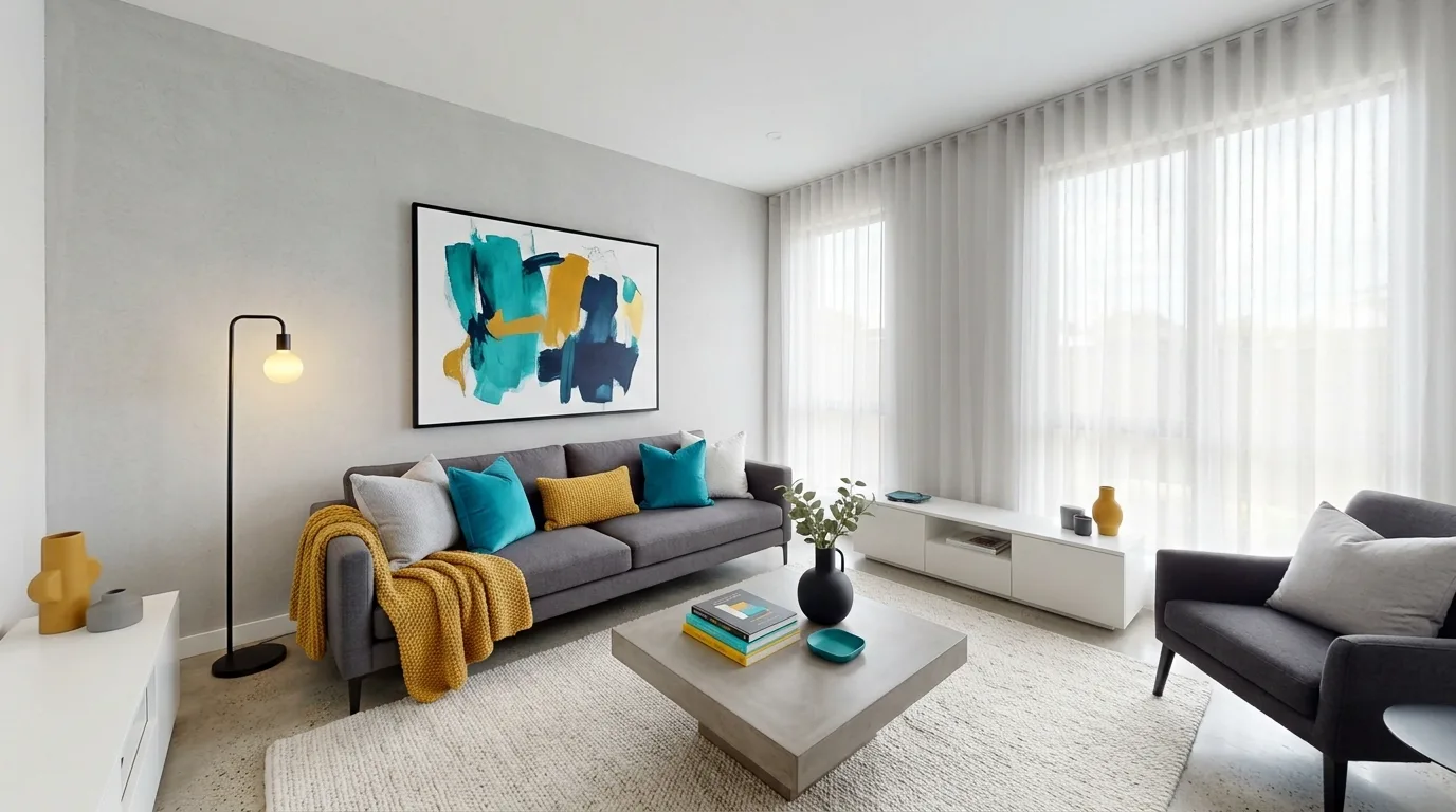 Try a mostly monochromatic palette for 13 Modern Living Room Ideas to Update Your Space Fast